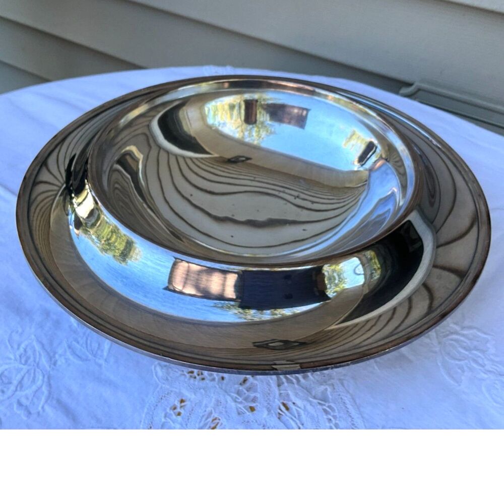 Vintage silverplated centerpiece bowl wide rim Hollywood Glam Cottagechic